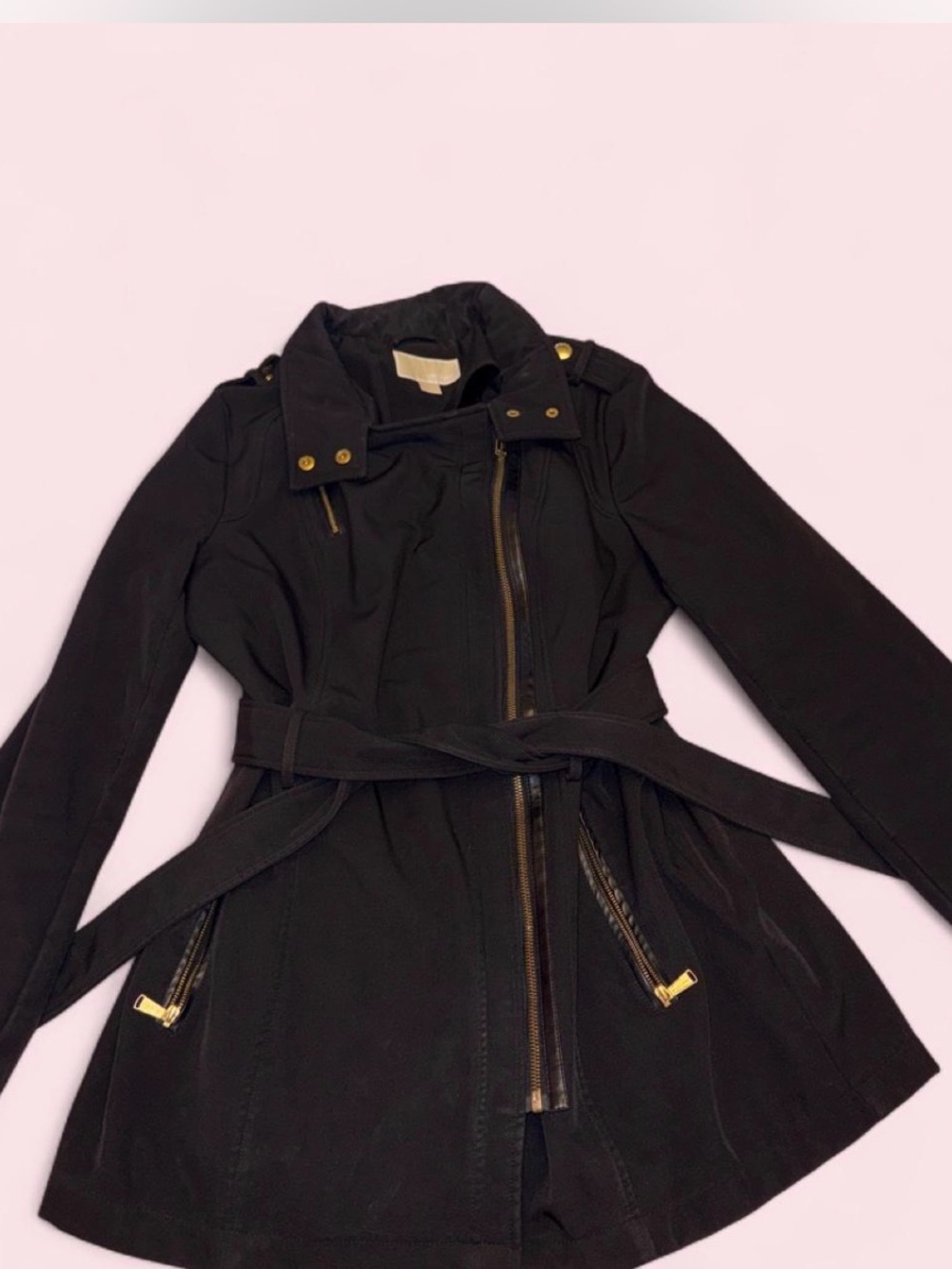 Michael Kors Black Women's Trench Coat with Belt